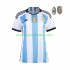 Maillot Argentine 3 Stars Femme Tenue Domicile Coupe du Monde 2022 Manche Courte