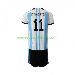 Maillot Argentine Di Maria 11 Enfant Tenue Domicile Coupe du Monde 2022 Manche Courte