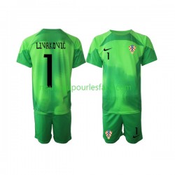 Maillot Croatie Livakovic 1 Gardien Enfant Tenue Extérieur Coupe du Monde 2022 Manche Courte