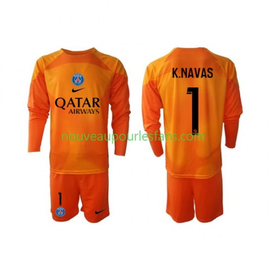 Maillot Paris Saint-Germain Keylor Navas 1 Gardien Enfant Tenue Extérieur 2022-2023 Manche Longue