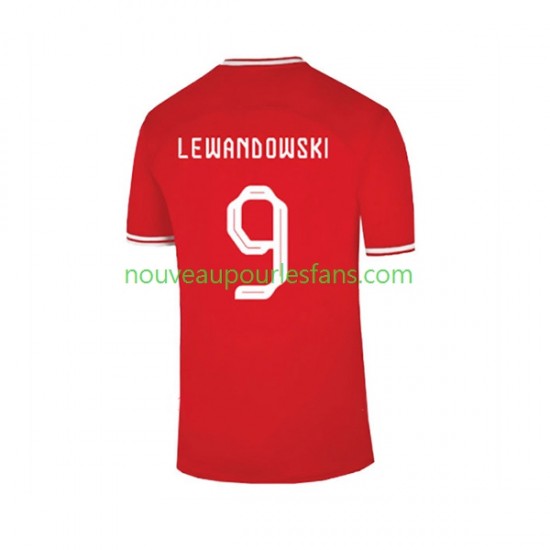 Maillot Pologne Lewandowski 9 Homme Tenue Extérieur Coupe du Monde 2022 Manche Courte