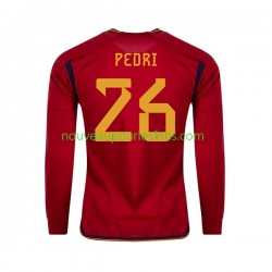 Maillot Espagne PEDRI 26 Homme Tenue Domicile Coupe du Monde 2022 Manche Longue