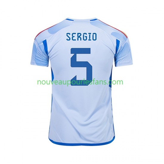 Maillot Espagne SERGIO BUSQUETS 5 Homme Tenue Extérieur Coupe du Monde 2022 Manche Courte