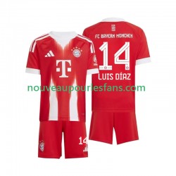 Maillot Bayern Munich Luis Diaz 14 Enfant Tenue Domicile 2025-2026 Manche Courte