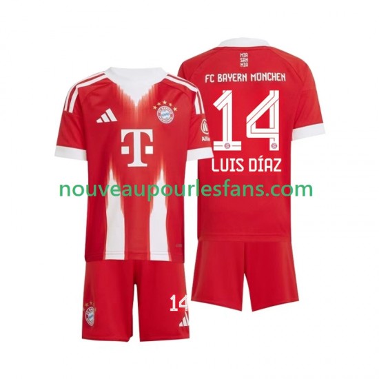 Maillot Bayern Munich Luis Diaz 14 Enfant Tenue Domicile 2025-2026 Manche Courte