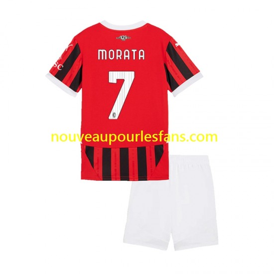 Maillot AC Milan Alvaro Morata 7 Enfant Tenue Domicile 2024-2025 Manche Courte