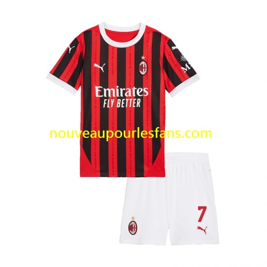 Maillot AC Milan Alvaro Morata 7 Enfant Tenue Domicile 2024-2025 Manche Courte