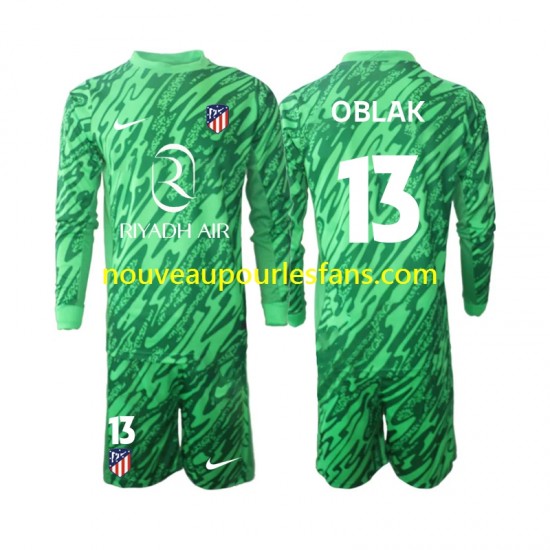 Maillot Atlético Madrid Jan Oblak 13 Gardien Enfant Tenue Extérieur 2024-2025 Manche Longue