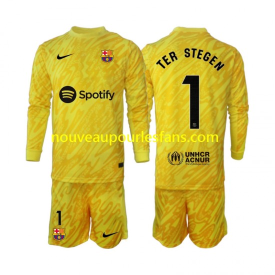 Maillot FC Barcelone Ter Stegen 1 Gardien Enfant Tenue Extérieur 2024-2025 Manche Longue
