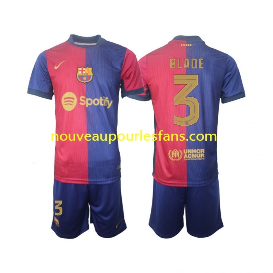 Maillot FC Barcelone UCL Font Blade 3 Enfant Tenue Domicile 2024-2025 Manche Courte