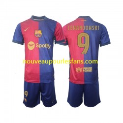 Maillot FC Barcelone UCL Font Robert Lewandowski 9 Enfant Tenue Domicile 2024-2025 Manche Courte