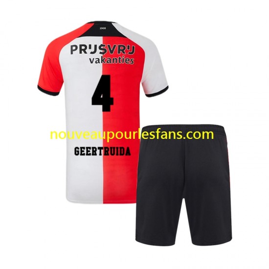 Maillot Feyenoord Rotterdam Lutsharel Geertruida 4 Enfant Tenue Domicile 2024-2025 Manche Courte