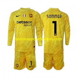 Maillot Inter Milan Yann Sommer 1 Gardien Enfant Tenue Extérieur 2024-2025 Manche Longue