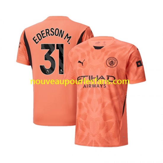 Maillot Manchester City Ederson M 31 Gardien Homme Tenue Extérieur 2024-2025 Manche Courte