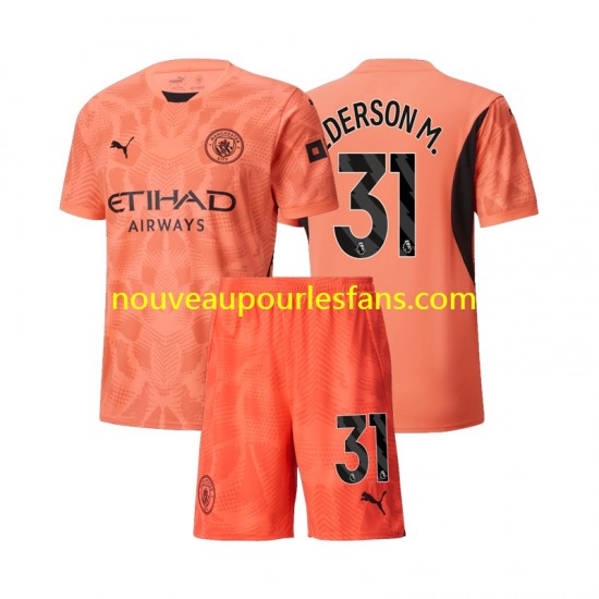 Maillot Manchester City Ederson M 31 Gardien Enfant Tenue Extérieur 2024-2025 Manche Courte