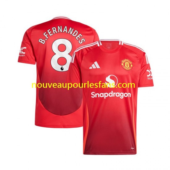 Maillot Manchester United Bruno Fernandes 8 Homme Tenue Domicile 2024-2025 Manche Courte