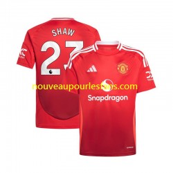 Maillot Manchester United Luke Shaw 23 Homme Tenue Domicile 2024-2025 Manche Courte