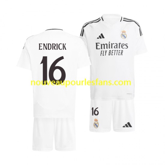 Maillot Real Madrid ENDRICK 16 Enfant Tenue Domicile 2024-2025 Manche Courte