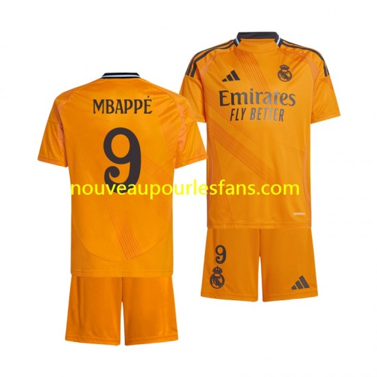 Maillot Real Madrid Kylian Mbappé 9 Enfant Tenue Extérieur 2024-2025 Manche Courte