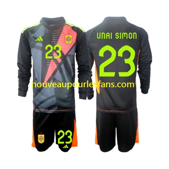 Maillot Espagne Unai Simon 23 Gardien Enfant Tenue Extérieur Euro 2024 Manche Longue