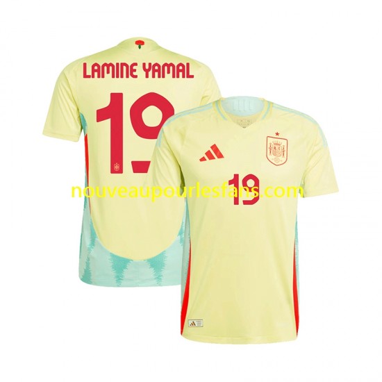 Maillot Espagne LAMINE YAMAL 19 Homme Tenue Extérieur Euro 2024 Manche Courte