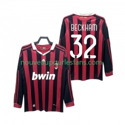 Maillot AC Milan BECKHAM 32 2009 Rétro Homme Tenue Domicile 2010 Manche Longue