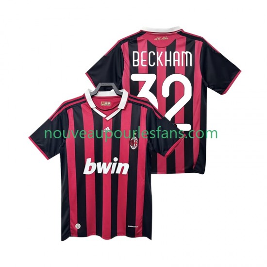Maillot AC Milan BECKHAM 32 2009 Rétro Homme Tenue Domicile 2010 Manche Courte