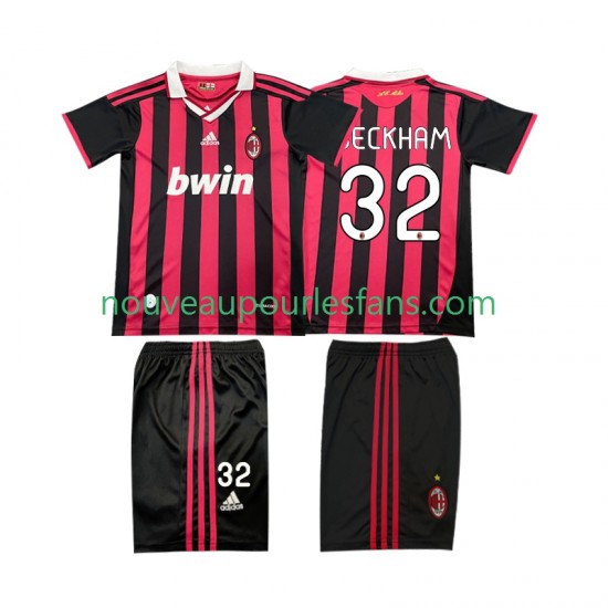 Maillot AC Milan BECKHAM 32 2009 Rétro Enfant Tenue Domicile 2010 Manche Courte