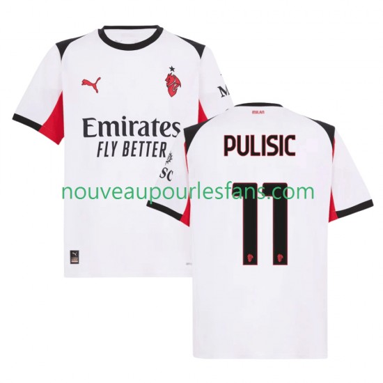 Maillot AC Milan Christian Pulisic 11 Homme Tenue Extérieur 2025-2026 Manche Courte