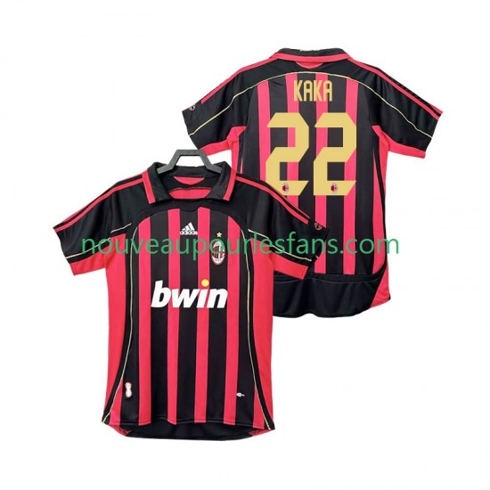Maillot AC Milan KAKA 22 2007 Rétro Homme Tenue Domicile 2006 Manche Courte