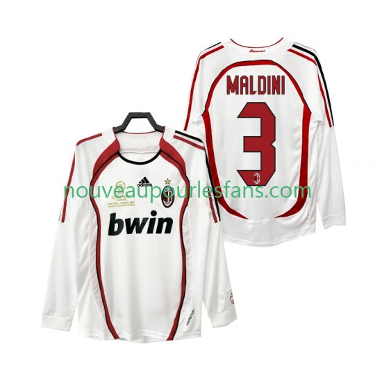 Maillot AC Milan MALDINI 3 2007 Rétro Homme Tenue Extérieur 2006 Manche Longue