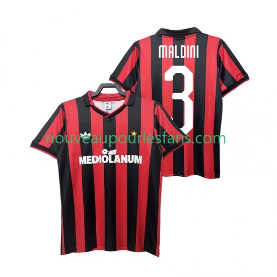 Maillot AC Milan MALDINI 3 1990 1991 Rétro Homme Tenue Domicile Manche Courte