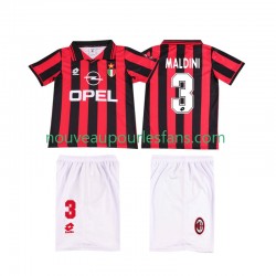Maillot AC Milan MALDINI 3 1996 1997 Rétro Enfant Tenue Domicile Manche Courte