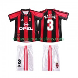 Maillot AC Milan MALDINI 3 Rétro Enfant Tenue Domicile 1999 1998 Manche Courte