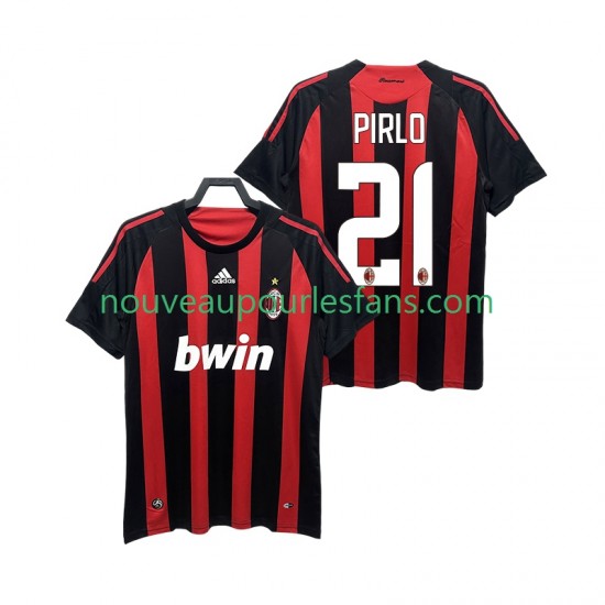 Maillot AC Milan RIRLO 21 2009 Rétro Homme Tenue Domicile 2008 Manche Courte