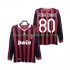 Maillot AC Milan RONALDINHO 80 2009 Rétro Homme Tenue Domicile 2010 Manche Longue
