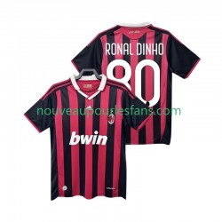 Maillot AC Milan RONALDINHO 80 2009 Rétro Homme Tenue Domicile 2010 Manche Courte