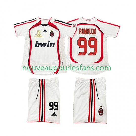 Maillot AC Milan RONALDO 9 2007 Rétro Enfant Tenue Extérieur 2006 Manche Courte