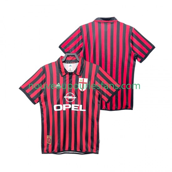 Maillot AC Milan 2000 Rétro Homme Tenue Domicile 1999 Manche Courte
