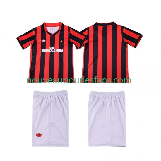 Maillot AC Milan 1990 1991 Rétro Enfant Tenue Domicile Manche Courte