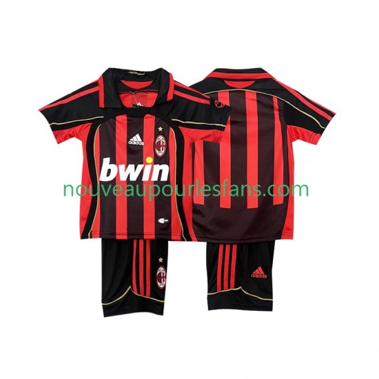 Maillot AC Milan 2007 Rétro Enfant Tenue Domicile 2006 Manche Courte