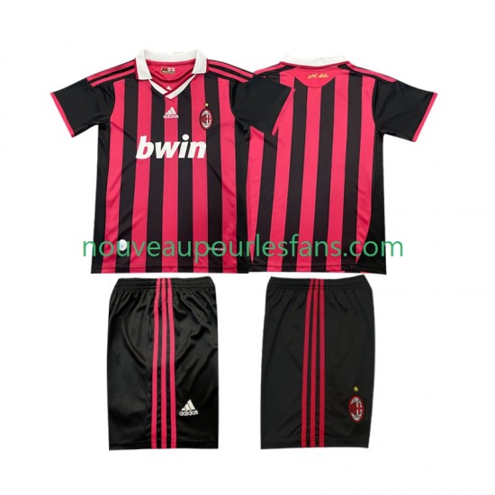 Maillot AC Milan 2009 Rétro Enfant Tenue Domicile 2010 Manche Courte
