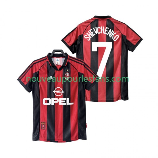 Maillot AC Milan SHEVCHENKO 7 Rétro Homme Tenue Domicile 1999 1998 Manche Courte