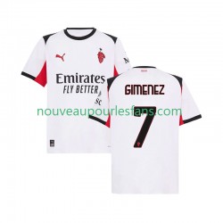 Maillot AC Milan Santiago Gimenez 7 Homme Tenue Extérieur 2025-2026 Manche Courte