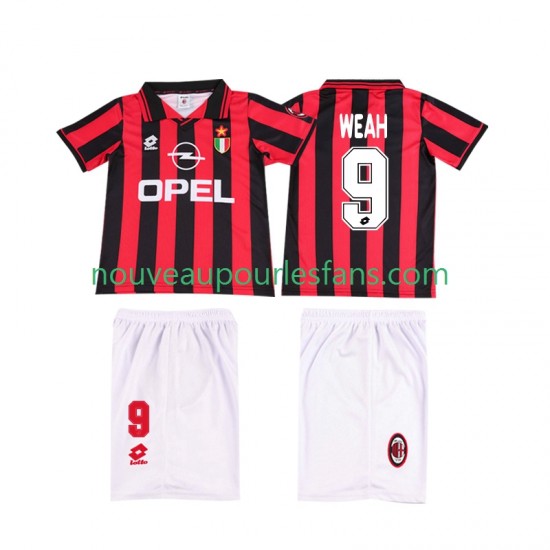 Maillot AC Milan WEAH 9 1996 1997 Rétro Enfant Tenue Domicile Manche Courte