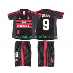Maillot AC Milan WEAH 9 Rétro Enfant Tenue 3ème 1999 1998 Manche Courte