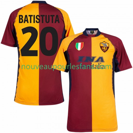 Maillot AS Rome Batistuta 20 2000 2001 Rétro Homme Tenue Domicile Manche Courte