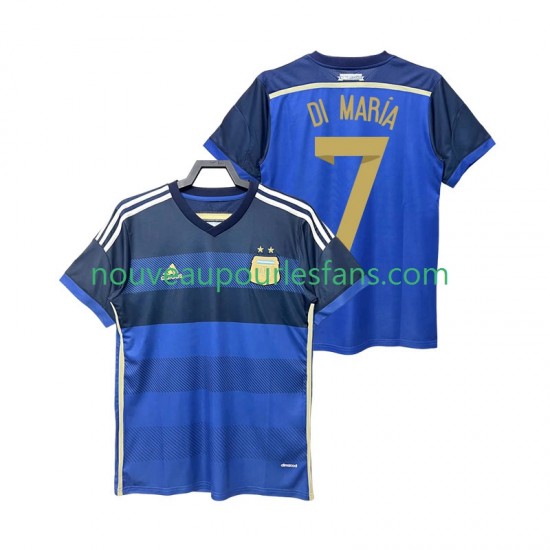 Maillot Argentine DI MARIA 7 2014 Rétro Homme Tenue Extérieur Manche Courte