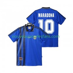 Maillot Argentine MARADONA 10 Rétro Homme Tenue Extérieur 1994 Manche Courte