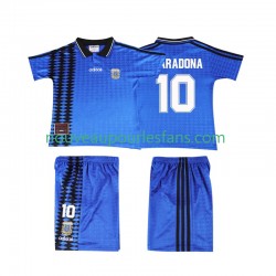 Maillot Argentine MARADONA 10 Rétro Enfant Tenue Extérieur 1994 Manche Courte